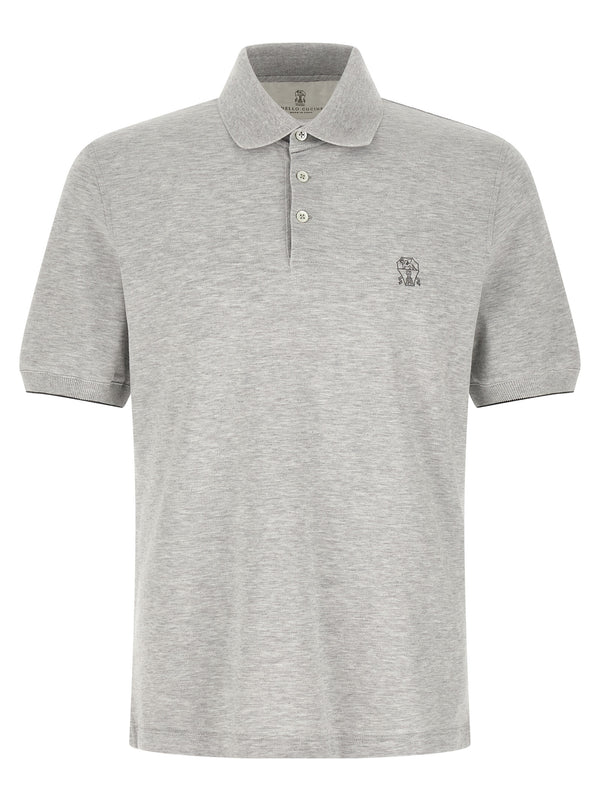 Brunello Cucinelli 100% cotton polo shirt in gray