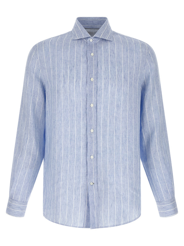 Brunello Cucinelli 100% linen shirt in blue