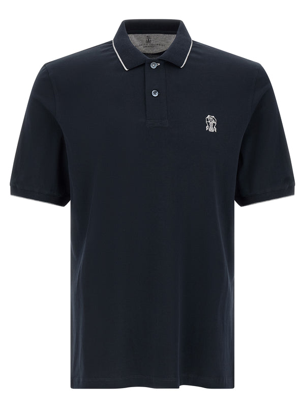 Brunello Cucinelli 100% Cotton polo shirt in navy
