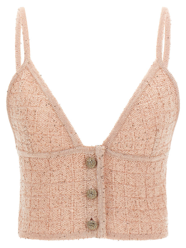 Alessandra Rich 77% Polyester tank top in pink