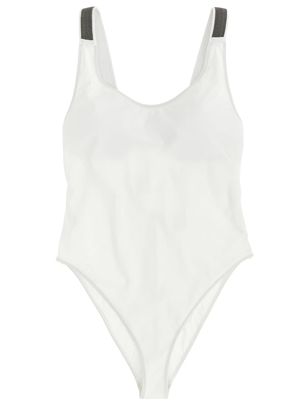 Brunello Cucinelli 68% polyamide swimsuit in white