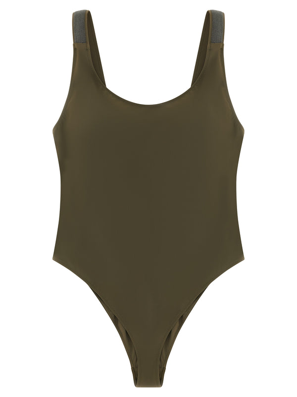 Brunello Cucinelli 68% polyamide one-piece swimsuit in green