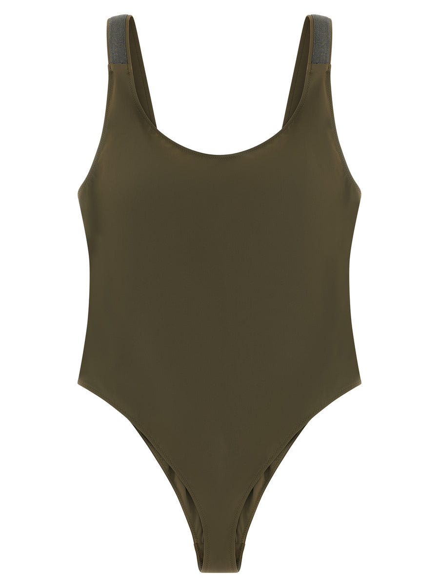 Brunello Cucinelli 68% polyamide one-piece swimsuit in green