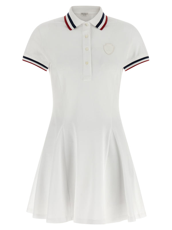 Brunello Cucinelli 95% cotton polo dress in white