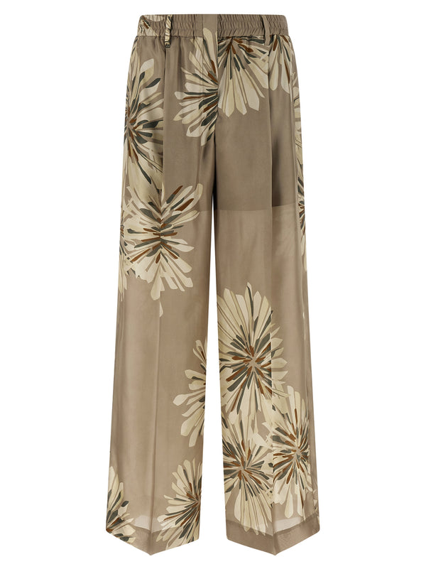 Brunello Cucinelli 100% silk trousers in beige