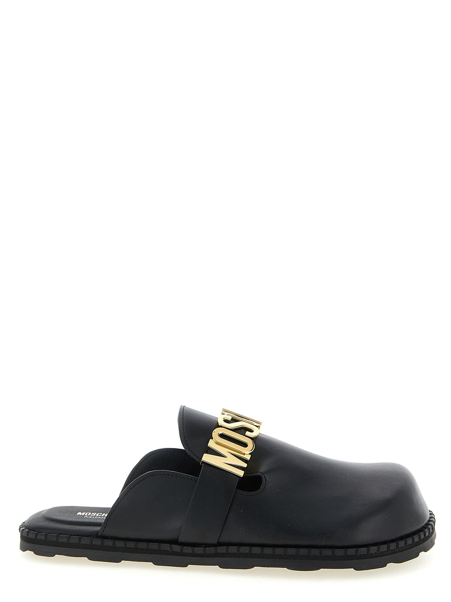 Moschino 100% Calfskin Leather clog in black