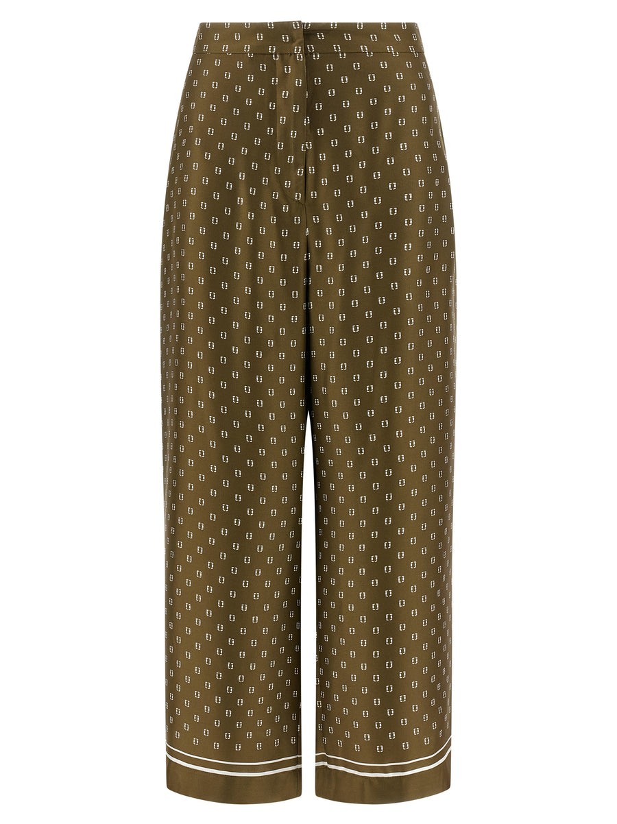 Max Mara 100% silk twill trousers in green