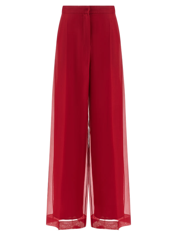 Max Mara 100% silk trousers in red