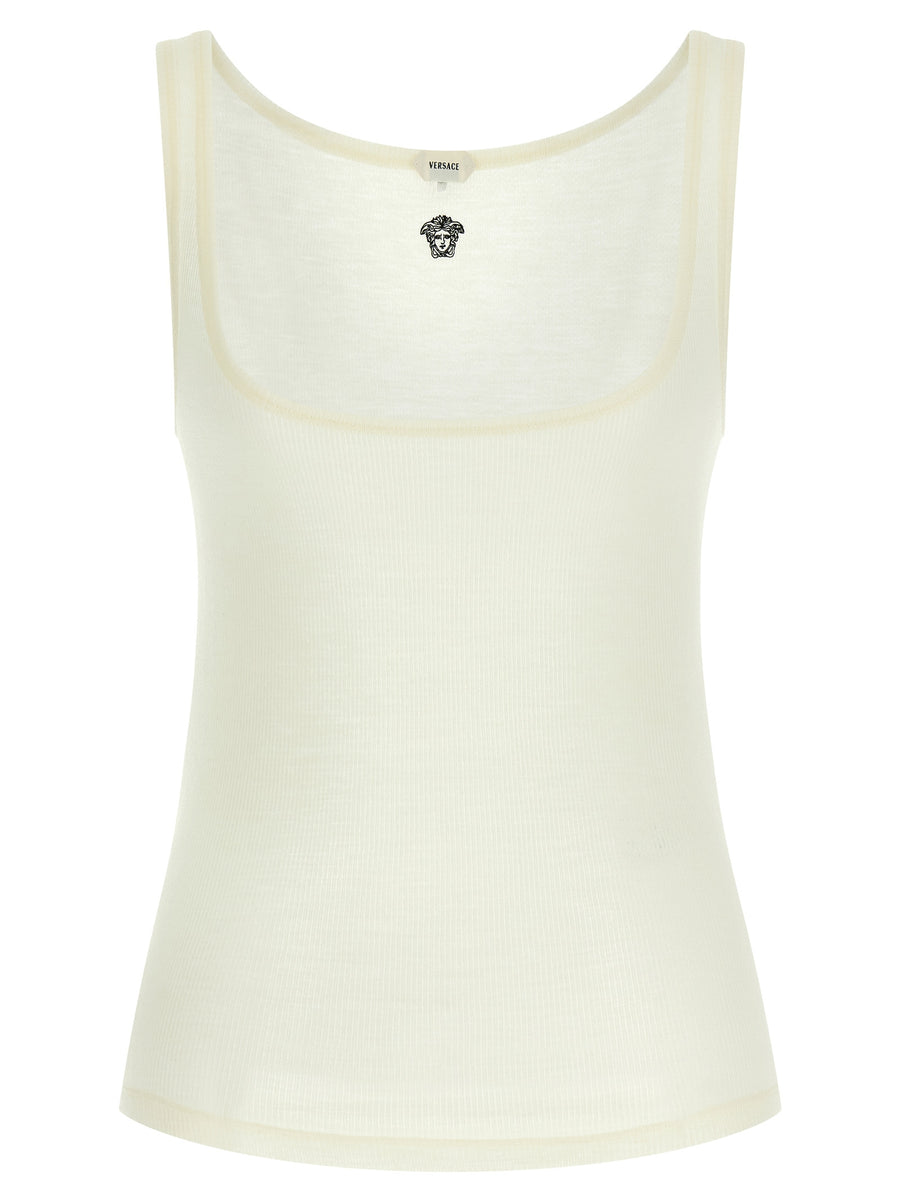 Versace 100% Virgin Wool tank top in white