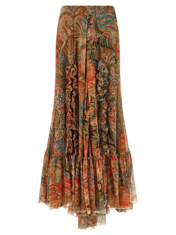 Etro 100% Silk skirt in orange