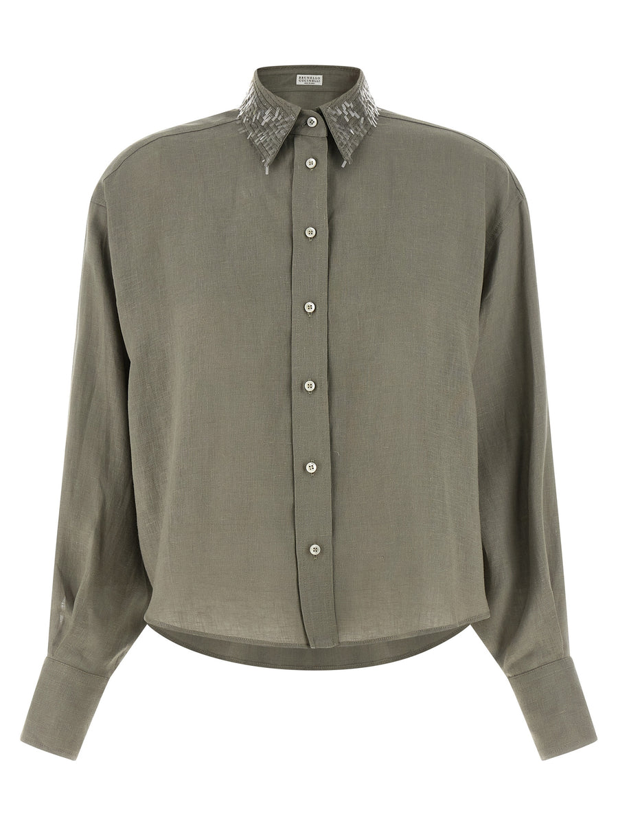 Brunello Cucinelli 100% Linen blouse in green