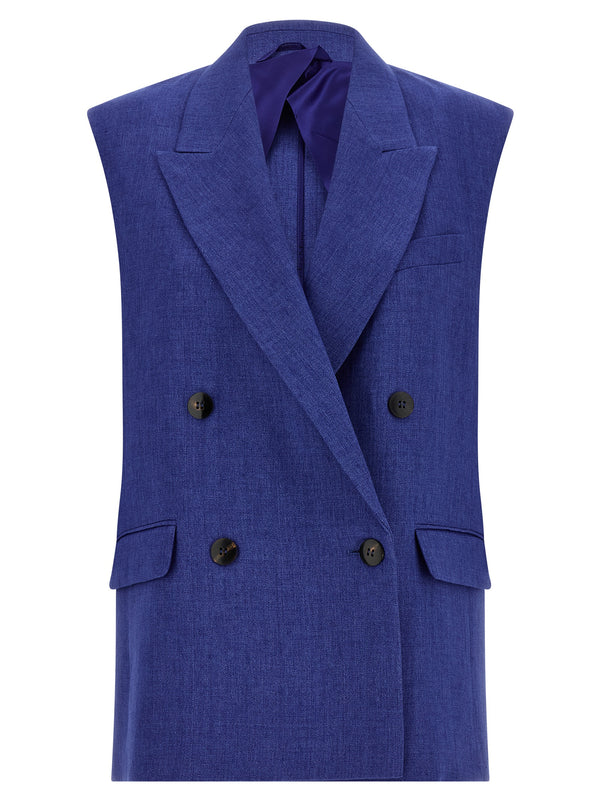 Max Mara 100% linen; lining: cupro and viscose blend vest in blue