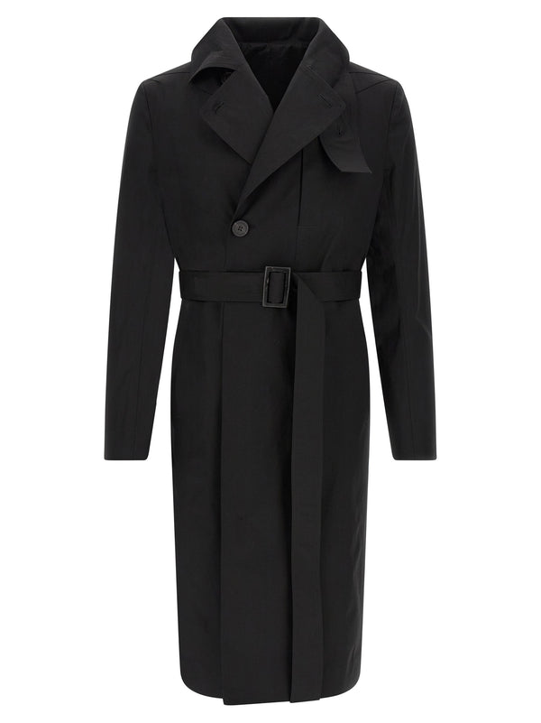 Rick Owens 97% cotton trench coat in black