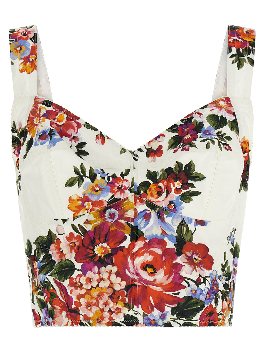 Dolce & Gabbana 70% cotton bustier top in white