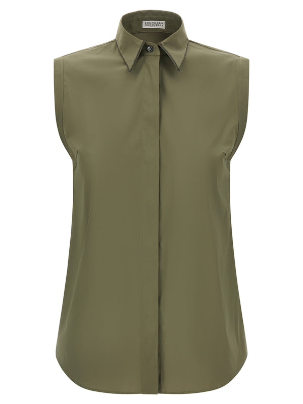 Brunello Cucinelli 72% cotton blouse in green