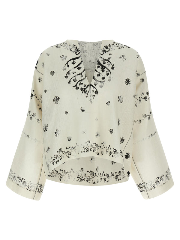Alberta Ferretti 100% linen blouse in white