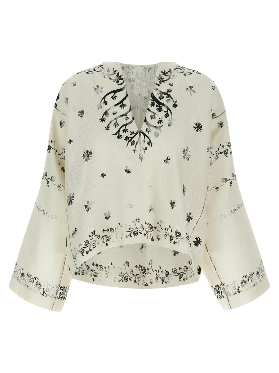Alberta Ferretti 100% linen blouse in white