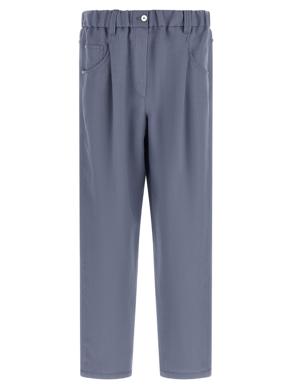 Brunello Cucinelli 72% viscose trousers in blue