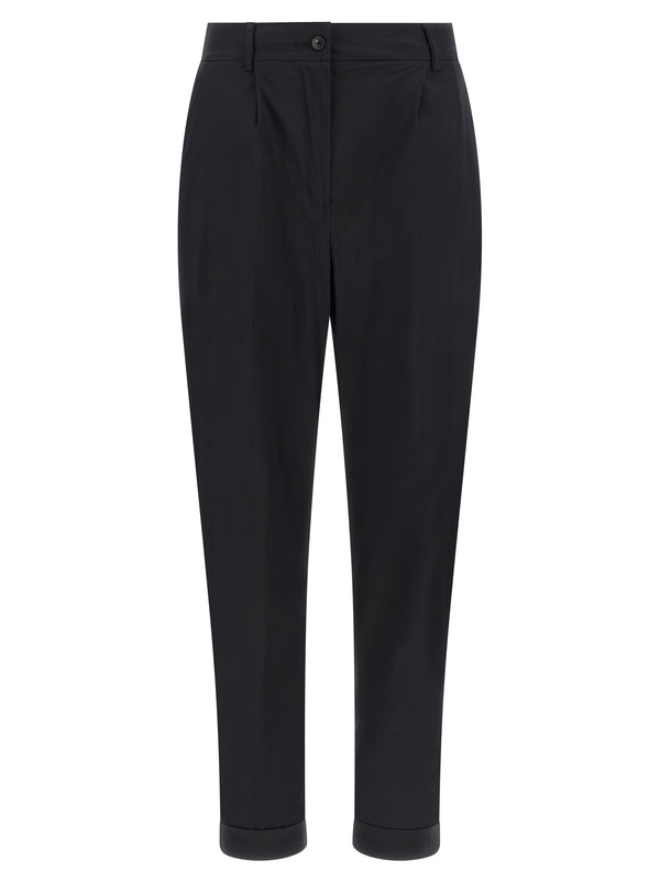 Kiton 78% cotton trousers in black