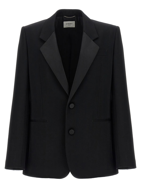 Saint Laurent 100% wool; silk lining blazer in black
