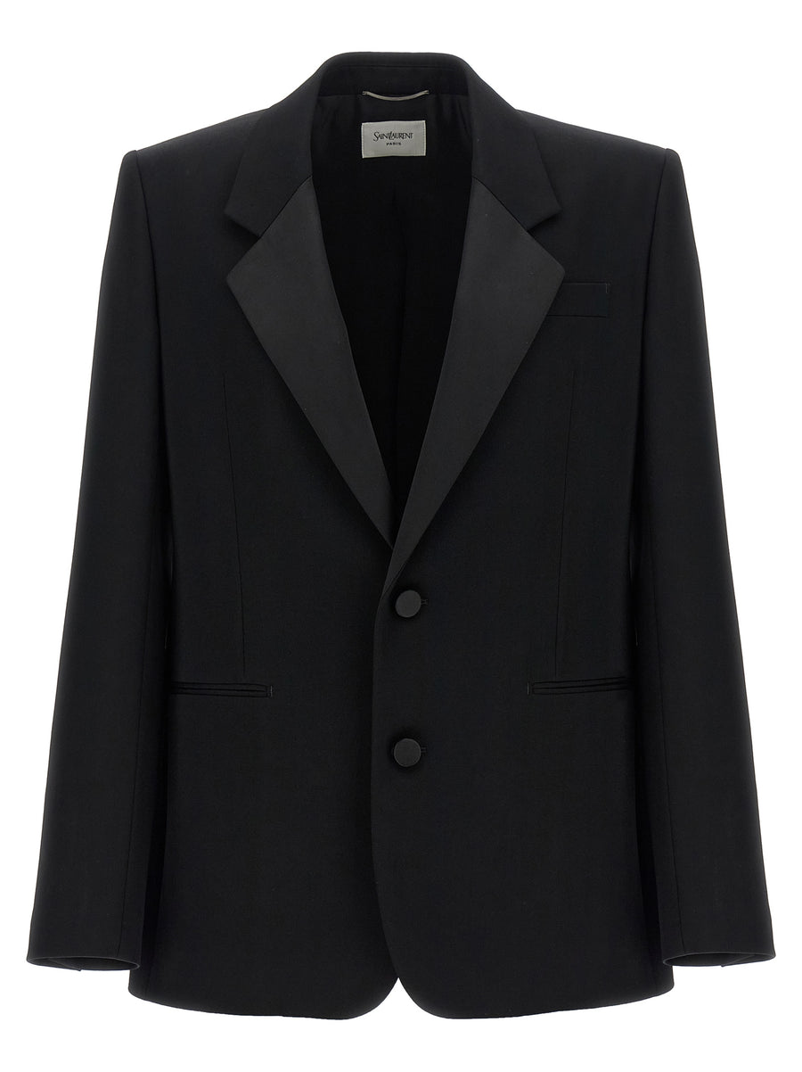 Saint Laurent 100% wool; silk lining blazer in black