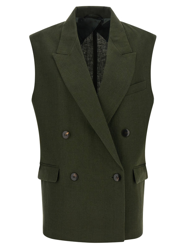 Max Mara 100% linen vest in green