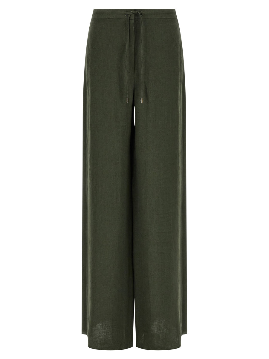 Max Mara 100% linen trousers in green