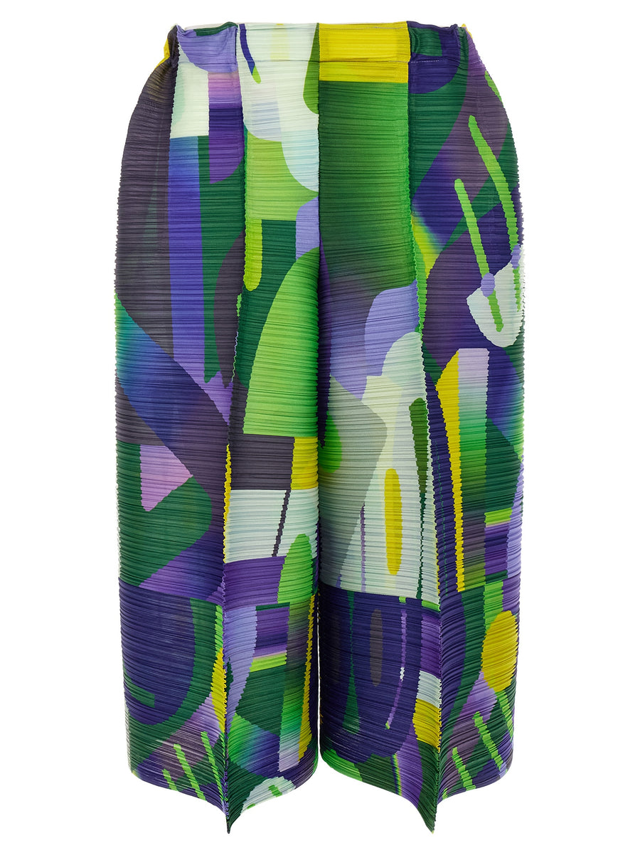 Pleats Please Issey Miyake 100% polyester trousers in multicolor