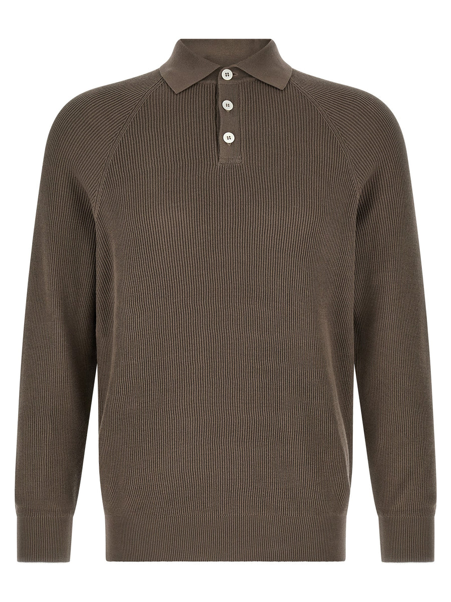 Brunello Cucinelli 100% cotton polo shirt in brown