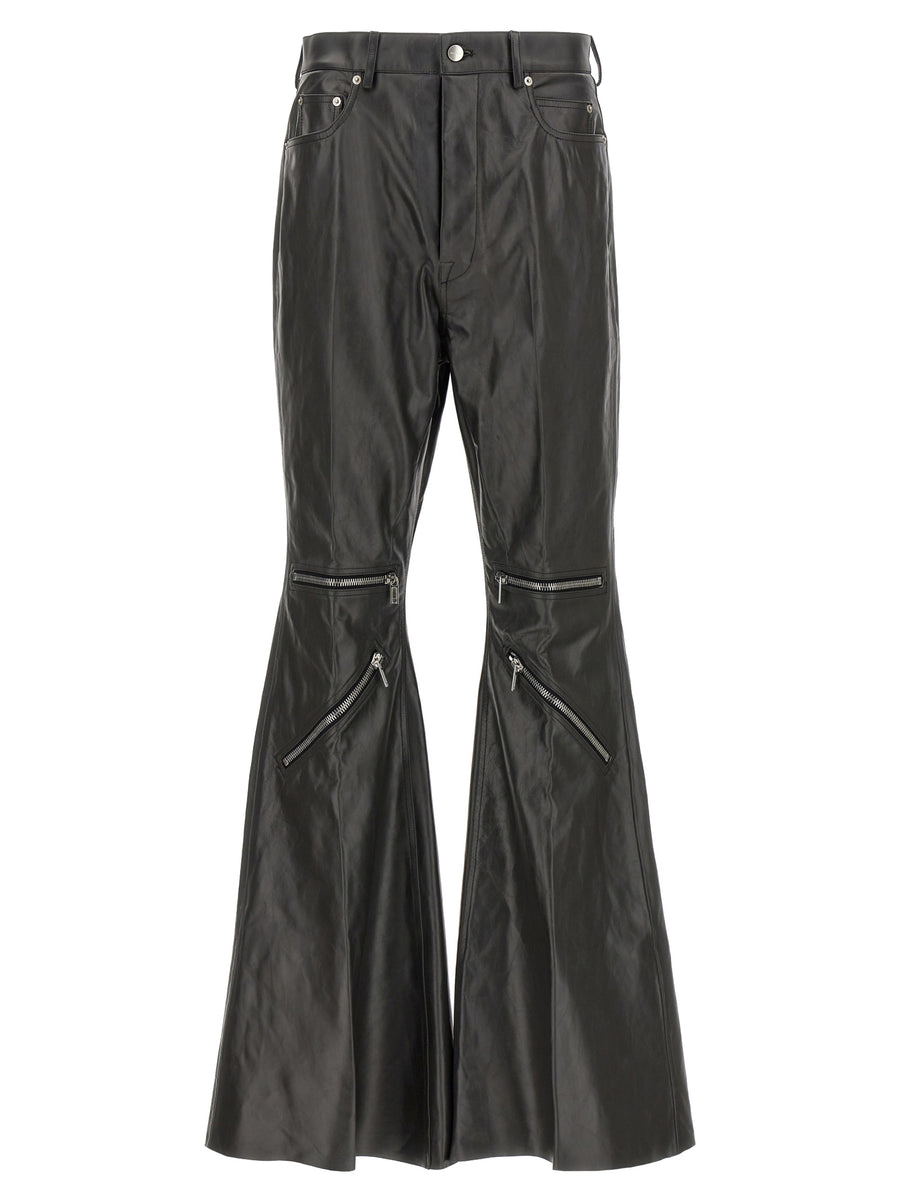 Rick Owens 100% calfskin leather (Bos Taurus) trousers in black