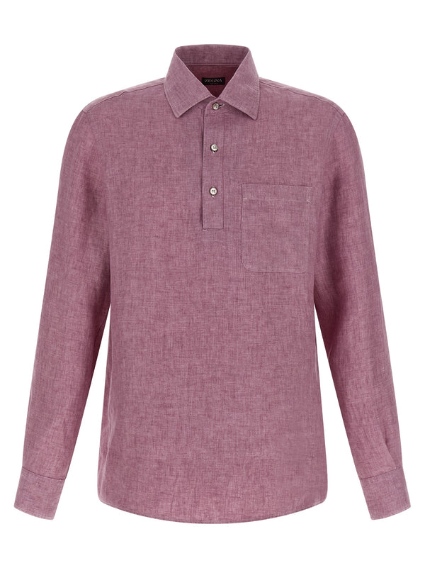 Zegna 100% linen polo shirt in pink
