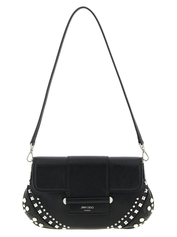 Jimmy Choo 80% lamb leather shoulder bag in black