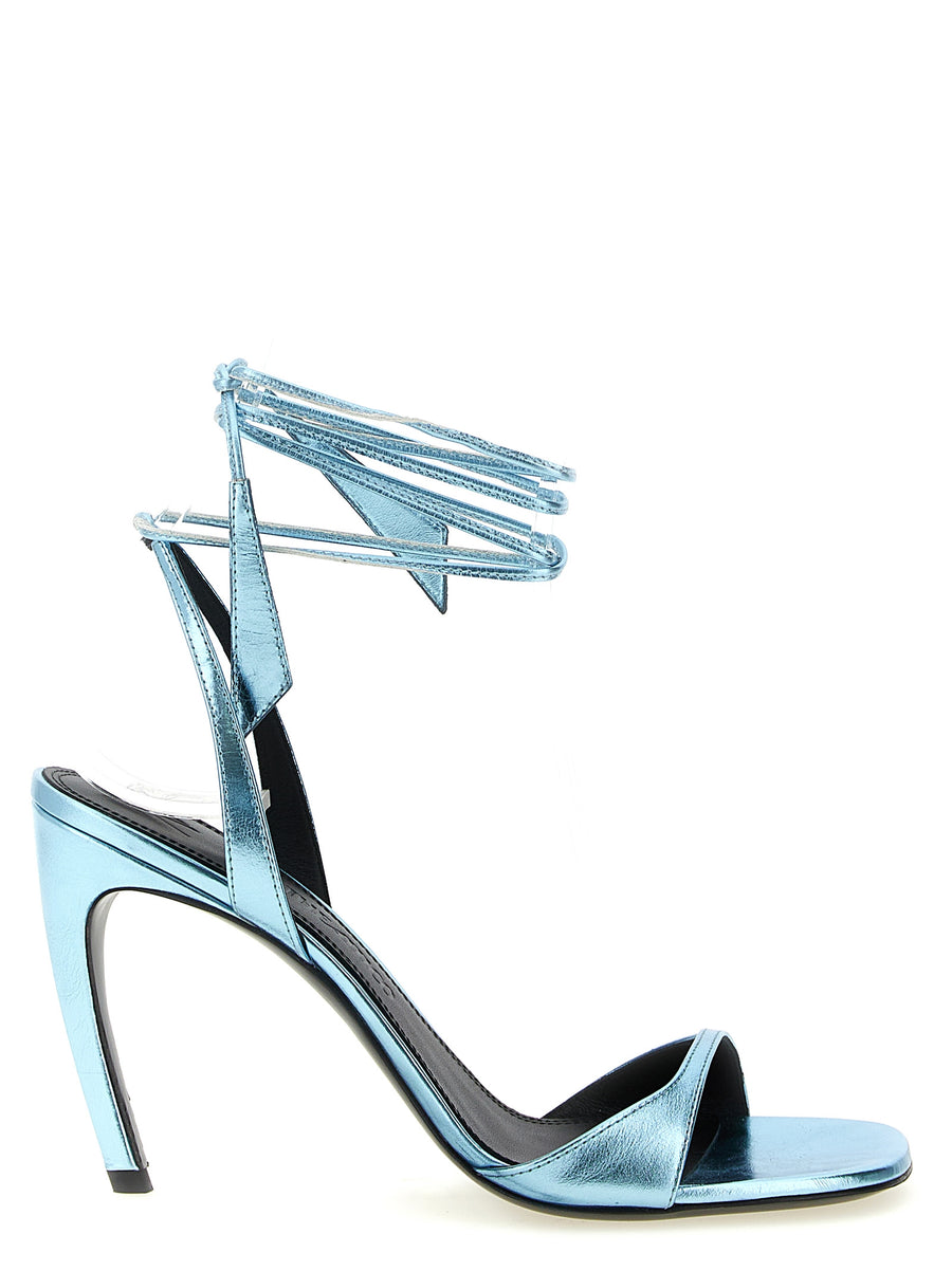 The Attico 100% calfskin leather heel sandal in blue