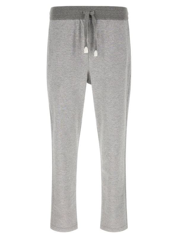Brioni 93% Cotton joggers in gray