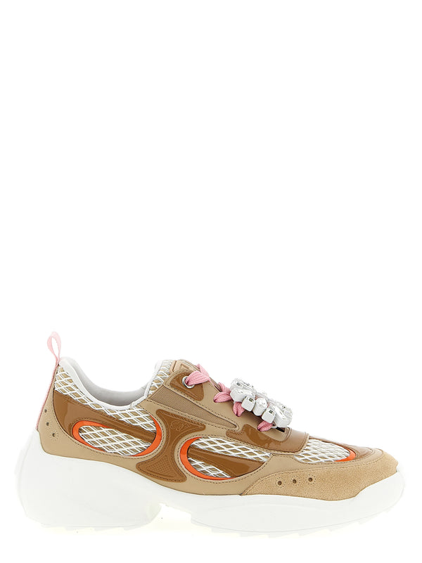 Roger Vivier 100% calfskin leather sneaker in beige