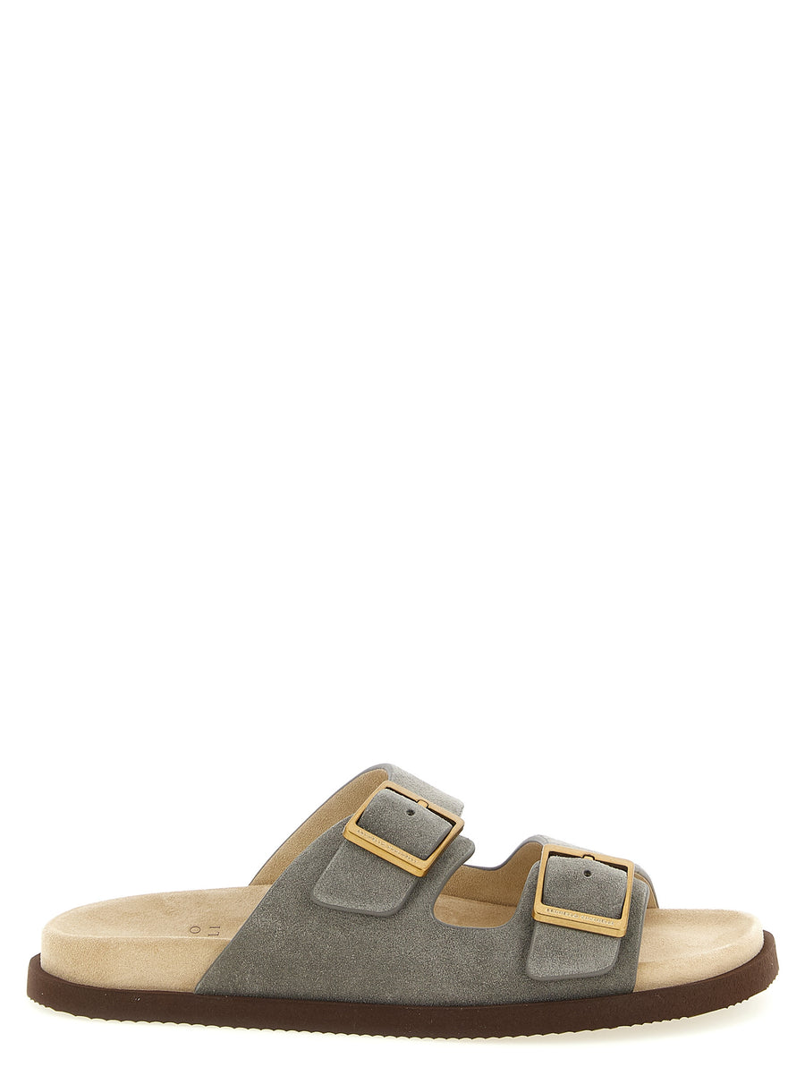 Brunello Cucinelli 100% Calfskin Leather sandals in gray