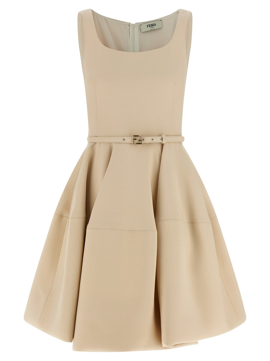 Fendi 77% wool dress in beige