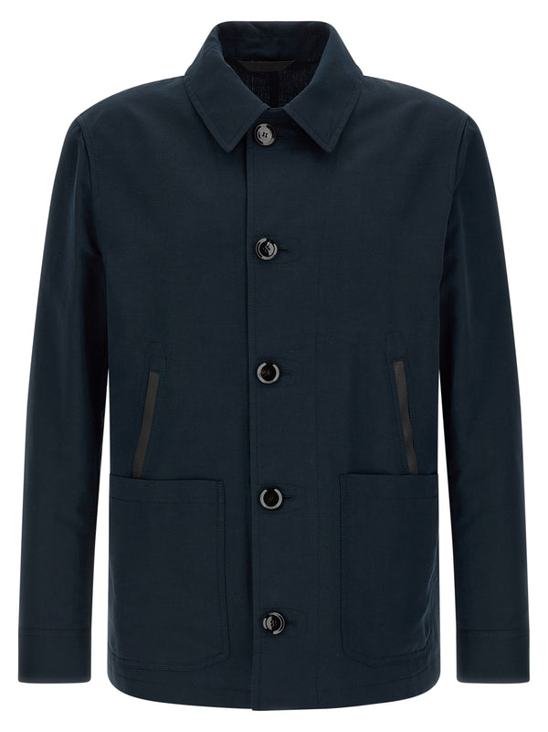 Brioni 53% linen jacket in navy