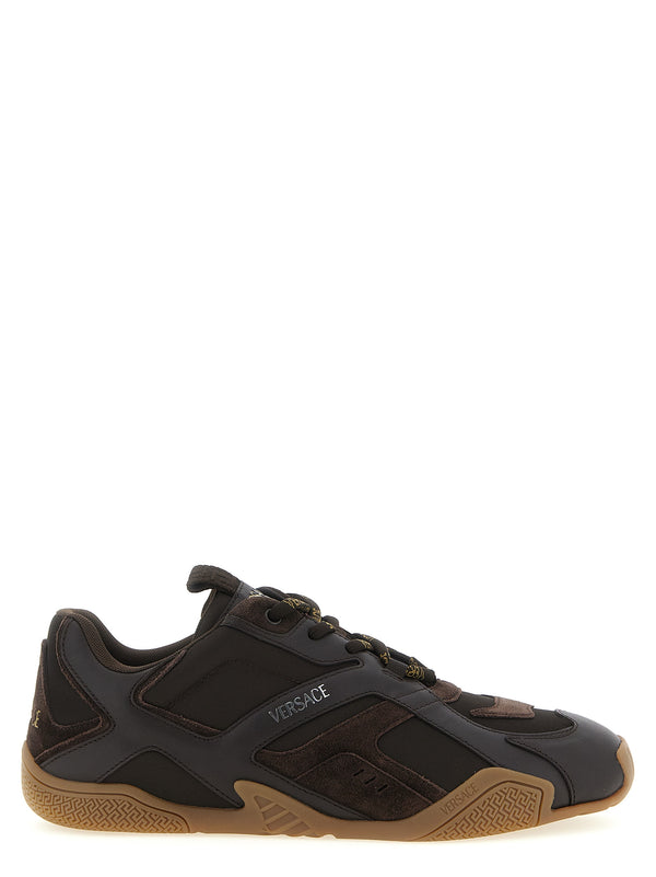 Versace 100% calfskin leather sneaker in brown