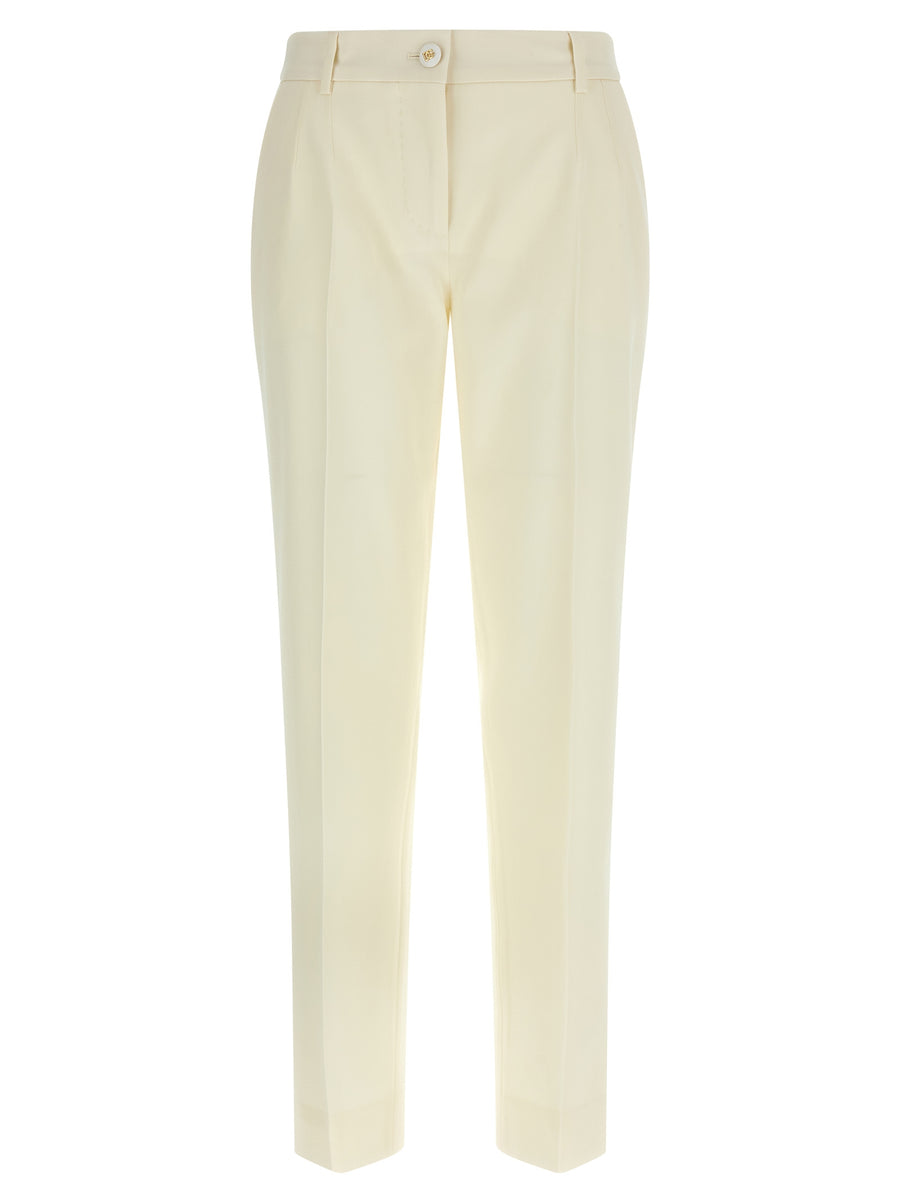 Dolce & Gabbana 97% virgin wool trousers in white