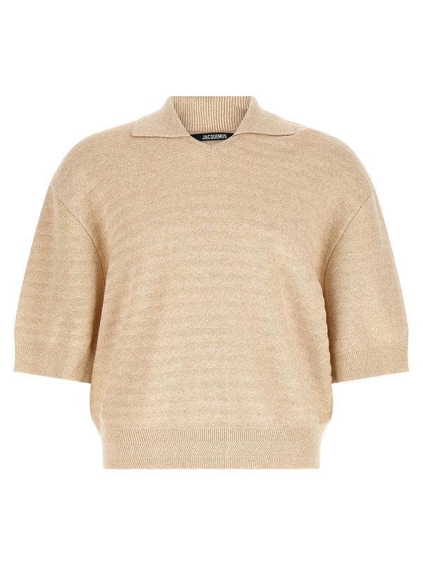 Jacquemus 66% cotton polo shirt in beige