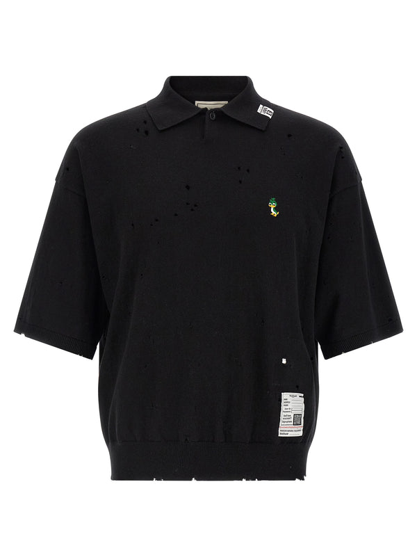 Maison Mihara Yasuhiro 100% Cotton polo shirt in black