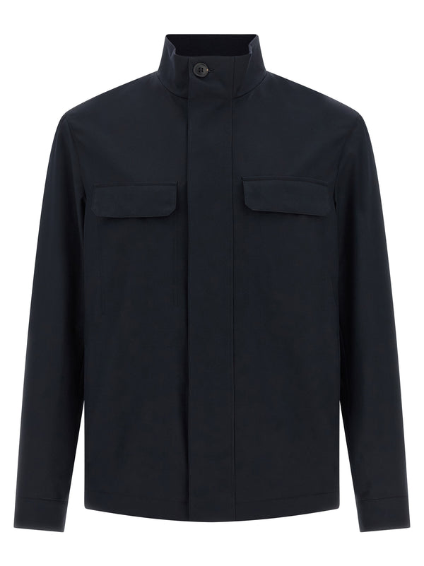 Zegna 100% Polyester; Wool knit lining jacket in navy