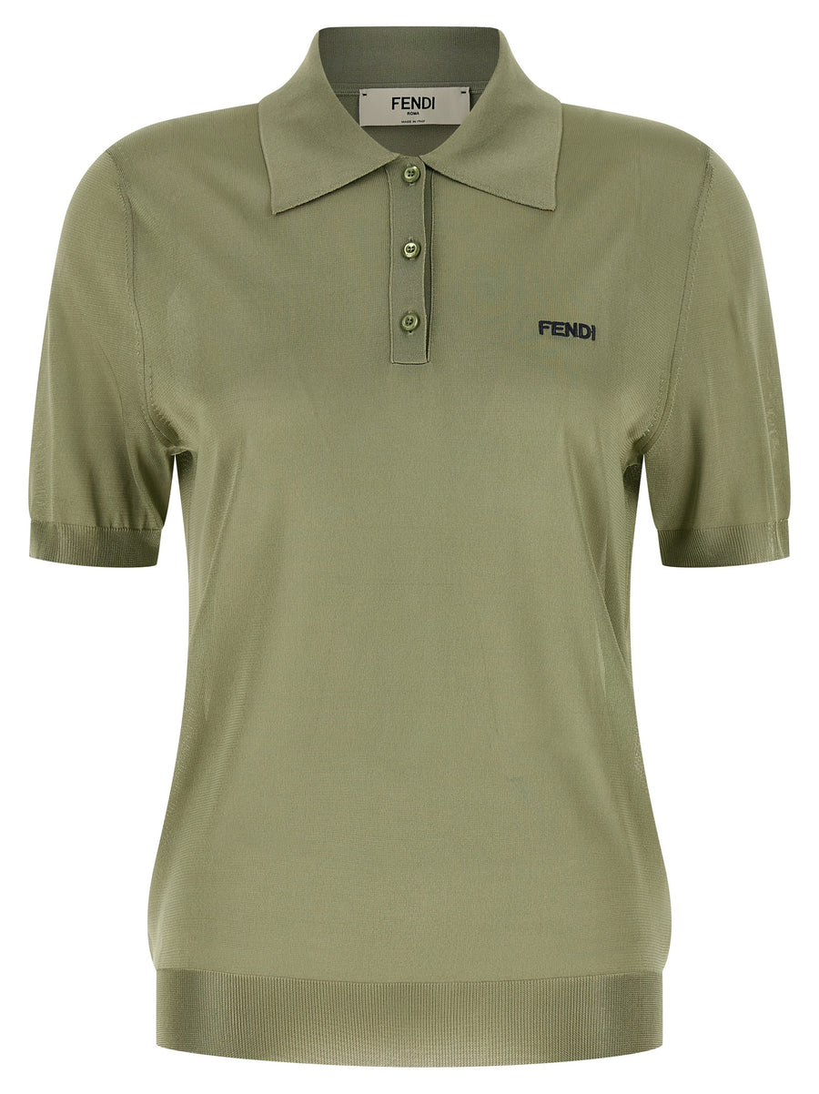Fendi 100% Viscose polo shirt in green
