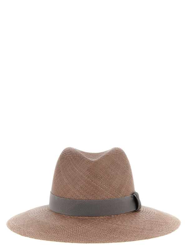 Brunello Cucinelli BR335093BM 100% hemp fedora in brown