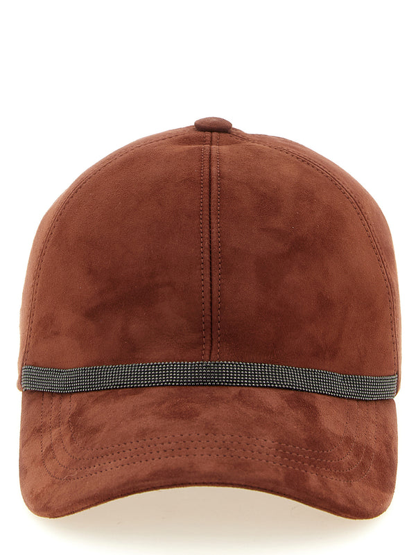 Brunello Cucinelli BR336097BM 100% Lamb Leather baseball cap in brown