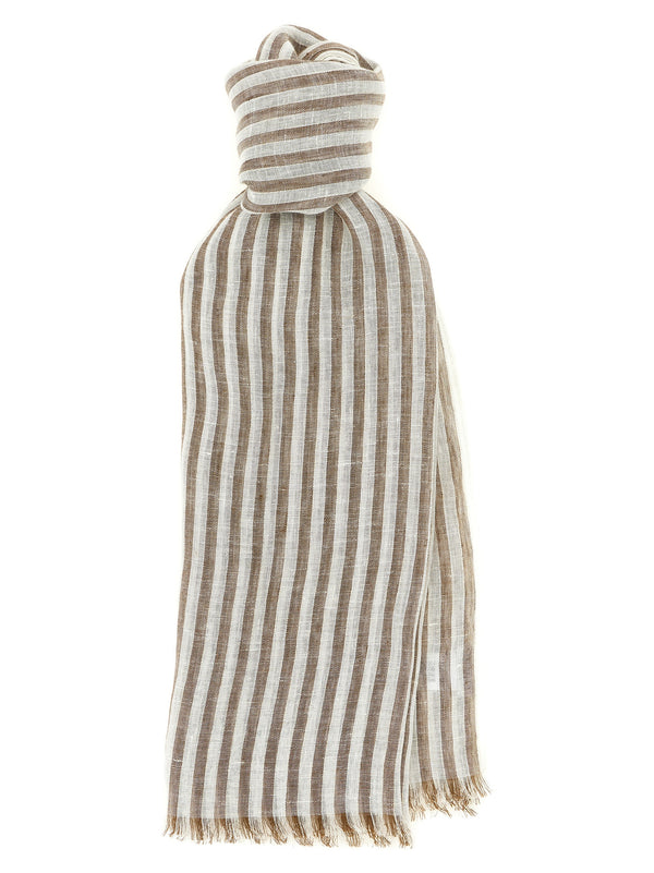 Brunello Cucinelli 92% Linen scarf in brown