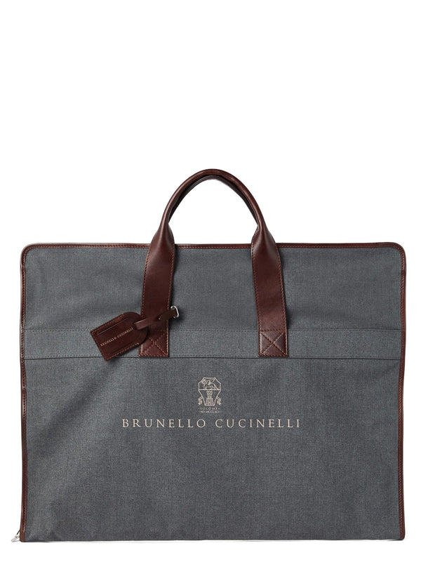 Brunello Cucinelli 65% polyester top handle bag in gray