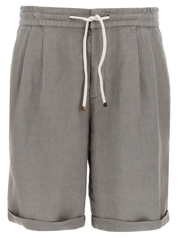 Brunello Cucinelli 100% linen bermuda shorts in gray