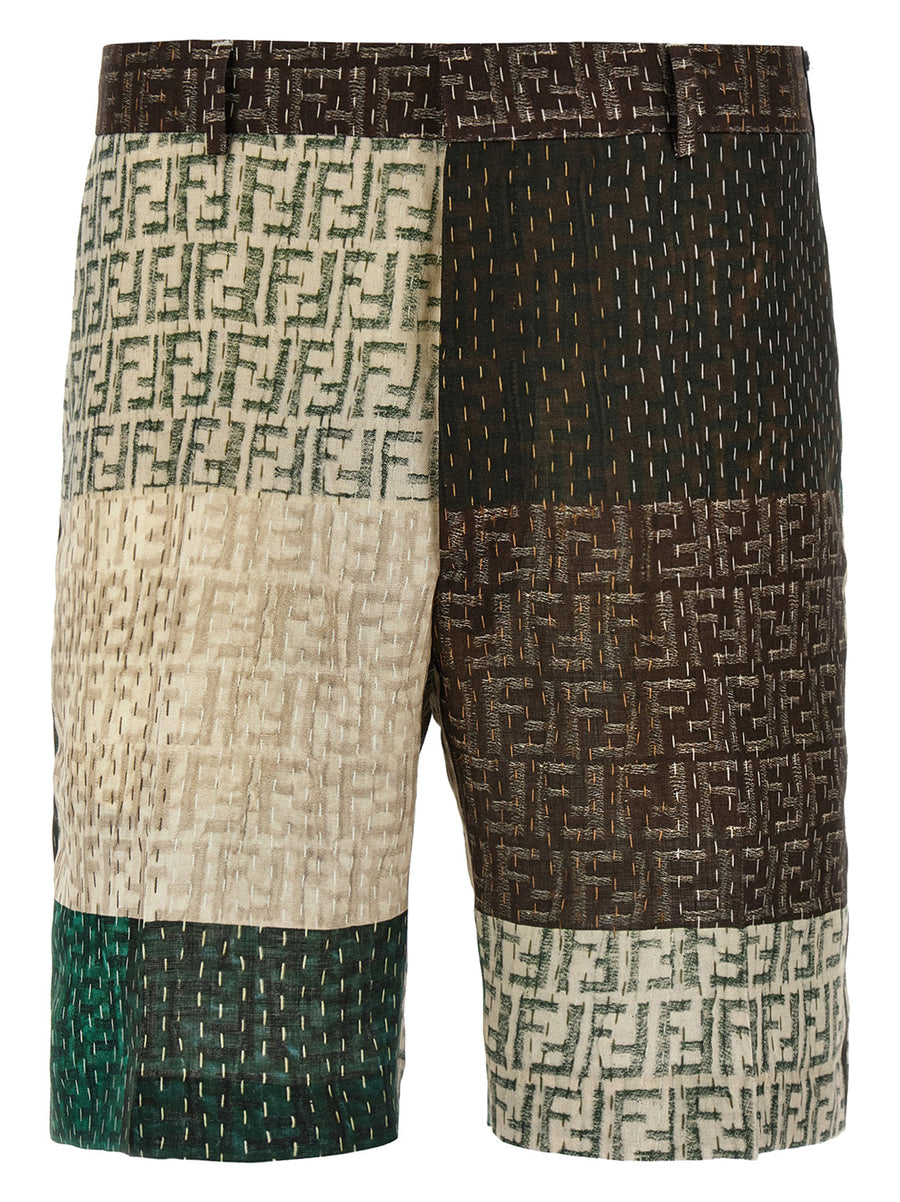 Fendi 100% linen bermuda shorts in multicolor